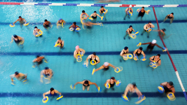 Hidroanimação na piscina do Sesc Vila Mariana | Foto: Daniel Ducci