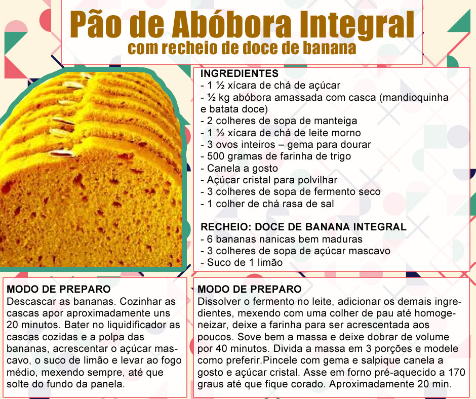 Receita de Pão de Abóbora Integral